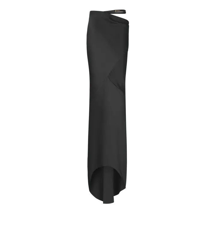 SILK SATIN LONG BIAS SKIRT BLACK online